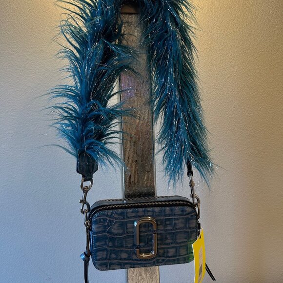 Marc Jacobs Harbor Blue Multi Snapshot Bag with Faux Fur - Picture 2 of 8